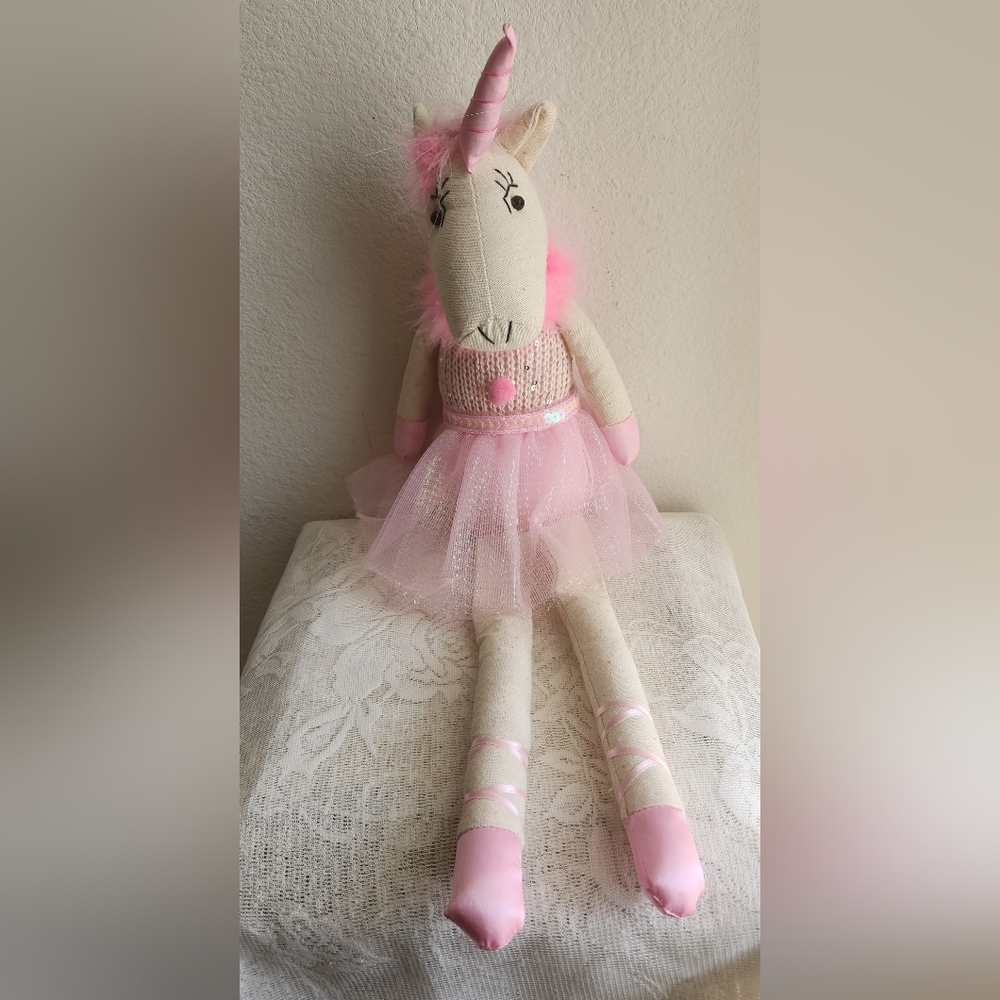 Unicorn Sitter Doll in Pink  New